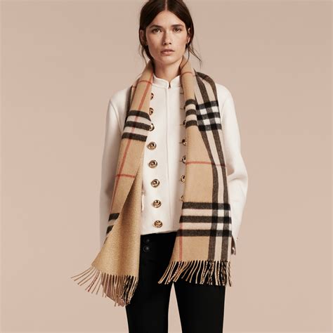 burberry reversible check cashmere scarf